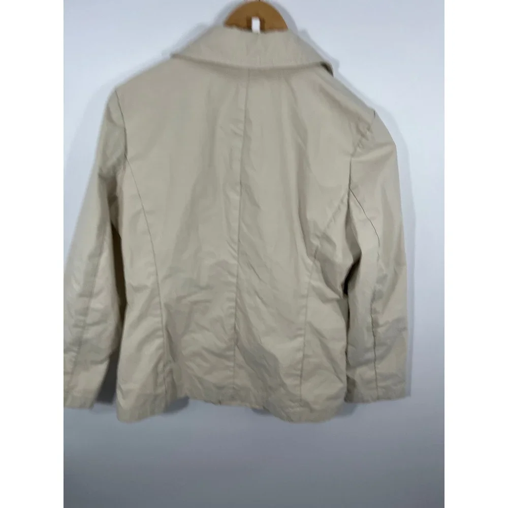 Gap Double Breasted Cropped Trench Coat Womens L Beige 90s Minimalist Capsule